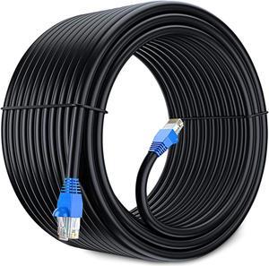 Cat6 Ethernet Cable for Gaming 200 ft RJ45 550 Mhz, Heavy Duty Waterproof Copper Indoor Outdoor Shielded LAN Cable Direct Burial Zero Lag Network Patch, Compatible with PC Router Modem TV