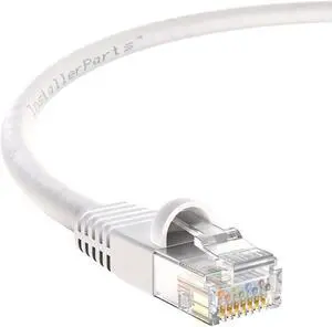 InstallerParts (10 Pack Ethernet Cable CAT5E Cable UTP Booted 0.5 FT - White - Professional Series - 1Gigabit/Sec Network/Internet Cable, 350MHZ