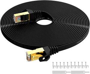 Cat7 Ethernet Cable - High-Speed 35ft Flat Cat 7 Cable for LAN Network, Router, Gaming, Xbox, and IP Use - Featuring Gold Plated RJ45 Connector, 600Mhz, 10Gbps Speed, Outdoor&Indoor Use