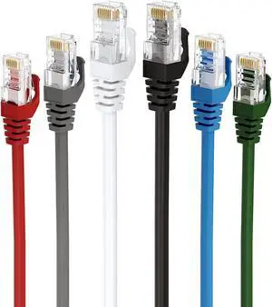 BlueRigger CAT6 Ethernet Cable 6FT - 6 Pack (1Gbps, 550MHz, RJ45) CAT 6 Gigabit Internet Network LAN Patch Cord - Compatible with Game Consoles, Smart TV, Router