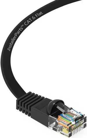 InstallerParts (10 Pack Ethernet Cable CAT6 Cable Flat 0.5 FT - Black - Professional Series - 10Gigabit/Sec Network/High Speed Internet Cable, 550MHZ