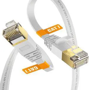 Cat7 10FT Ethernet Cable White-10Gbps Shielded & Ground Wire Internet Network Flat Patch Cord,Ultra Slim Gold-Plated RJ45 Cat 7 LAN Line with Cable-Tie for Router,Xbox,PS5,NAS,Cat6A Cat7 10FT Ethernet Cable White-10Gbps Shielded & Ground Wire Internet Network Flat Patch Cord,Ultra Slim Gold-Plated RJ45 Cat 7 LAN Line with Cable-Tie for Router,Xbox,PS5,NAS,Cat6A