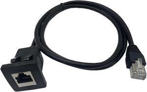 Qaoquda Cat5e RJ45 Square Flush Mount Cable, RJ45 Male to Female Shielded Ethernet Network Panel Mount Extension Cable for Car, Boat and home wall 1M/3Ft