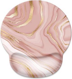 Mouse Pad with Wrist Rest Support Cute Custom Gaming Made Non Slip Rubber Base Mousepad Ergonomic Mouse Wrist Rest Pad Computer Laptop Mousepad (Pink Rose Gold)