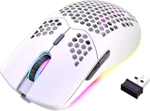 XINMENG Wireless Gaming Mouse Lightweight Honeycomb Design - White XINMENG Wireless Gaming Mouse Lightweight Honeycomb Design - White