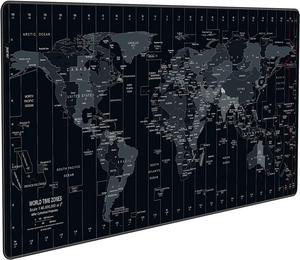 Mouse Pad Large Gaming Desk Mat Extended Mousepad with Personalized Design Keyboard Pad for Laptop Computer and PC - 35.4 x 15.7 inches Black World Map