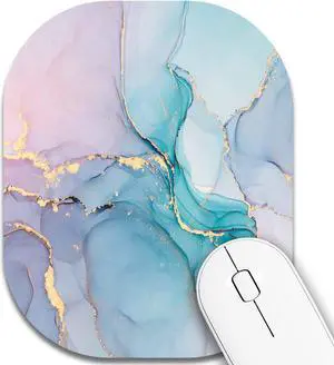 Small Mouse PadMini Mouse Pad 6 x 7 Inchfor Laptop Keyboard Tray Wireless Mouse Home Office Travelwith Non-Slip Rubber Base Waterproof Mouse MatCyan Blue Marble