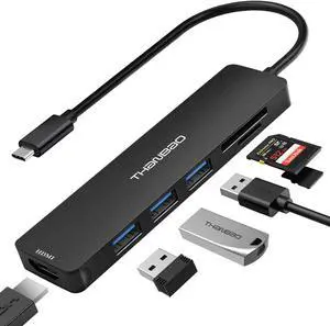 USB C Hub Multiport Adapter USB C Dongle for MacBook Pro 7 in 1 Dongle USB-C to HDMI 3 USB 3.0 Ports SD/TF Card Reader Compatible for MacBook Pro XPS More Type C Devices