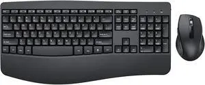 Wireless Keyboard and Mouse - Ergonomic Keyboard and Mouse Combo Full Size Keyboard Cordless with Palm Wrist Rest Ergonomic Mouse Wireless for Windows Computers Laptops - Black