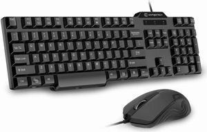 Wired Keyboard and Mouse Combo, Gofreetech Full-Size Keyboard and Mouse Combo with Optical Wired Mouse, USB Plug-and-Play, Compatible with Windows Mac OS Laptop/Desktop/PC