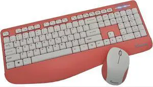 Impecca Pink Wireless Keyboard and Mouse Combo for Computer with Palm Rest, Full-Sized Ergonomic Keyboard, Spill Resistant & Adjustable Angle, for Windows/Mac OS/Desktop/Laptop KB-203WCP