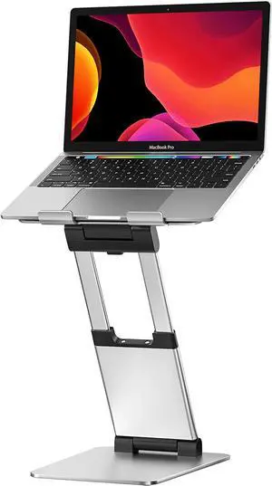 Ergonomic Laptop Stand for Desk Sit to Stand Laptop Riser Adjustable Height up to 21 Standing Computer Stand Promote Healthy Posture Compatible with MacBook Air Pro All Laptops 10-17-Silver