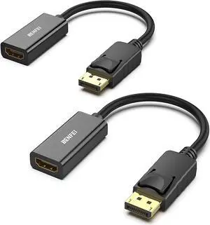 2 Pack DisplayPort to HDMI Adapter 4K Unidirectional DisplayPort DP Computor to HDMI Monitor Connection Adapter Compatible with Laptop PC Monitor TV Projector