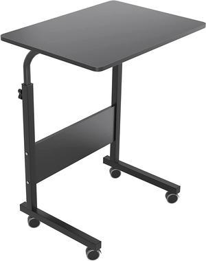 DlandHome Mobile Side Table 23.6 inches on Wheels Adjustable Movable Portable Laptop Computer Stand for Bed Sofa, Black 05#1-60BK