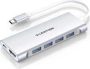 LENTION USB-C Multi-Port Hub with 4K HDMI Output, 100W PD, 4 USB 3.0 Compatible 2023-2016 MacBook Pro, New Mac Air & Surface, Chromebook, More, Stable Driver Adapter (CB-C35, Silver)