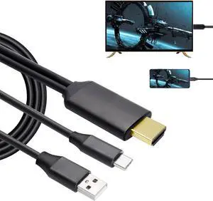 USB C to HDMI Cable Phone to TV Adapter 6Ft 4K Display & Charging for MacBook Pro/iPad Pro/Chromebook/Laptop/ Phones to TV/Monitor/Projector
