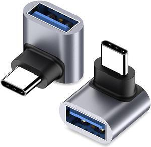 90 Degree USB to USB C Adapter 2 Pack Up & Down Angled USB-C to USB Adapter Thunderbolt 4/3 to USB Female Adapter Converter for MacBook Pro 2021 MacBook Air 2020 iMac  XPS Galaxy Book etc