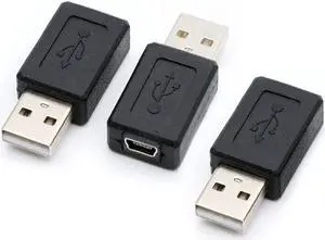 3 Pack USB 2.0 A Male to USB B Mini 5 Pin Female Adapter Converter