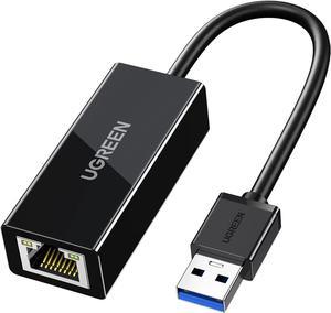 GiGimundo 1.6ft USB to Ethernet Adapter, USB 3.0 to 10/100/1000 RJ45  Gigabit Ethernet LAN Network Adapter with 3 Ports USB 3.0 Hub, Multi Ports  USB Splitter for Laptop, Computer, PC, etc (Balck, 50cm) 