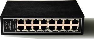 WIWAV WDH-16ET-DC 10/100Mbps Unmanaged 16-Port Industrial Ethernet Switches with DIN Rail/Wall-Mount (UL Listed, Fanless, -30°C~75°C)