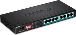TRENDnet 8-Port Gigabit Long Range Poe+ Switch, TPE-LG80, 65W Poe Budget, Ethernet/Network Switch, Long-Range Poe+ Extends Range Up to 200M (656 ft.), 16 Gbps Switching Capacity, Lifetime Protection