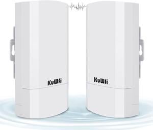 KuWFi 2-Pack 300Mbps Wireless Bridges, Wireless Outdoor CPE WiFi Bridge Kit Point to Point Wireless Access Point 2.4G Internet Bridge 1KM Transmission Distance Solution for PTP/PTMP(Pre-Program)