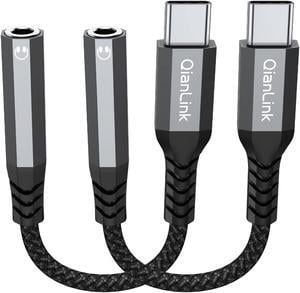 USB Type C to 3.5mm Female Headphone Jack Adapter (2-Pack) USB C to Aux Audio Dongle Cable Cord for iPhone 16 15 Pro Max Plus  Galaxy S24 S23+ S22 S21 S20 Ultra Note 20 Pixel XL iPad Pro