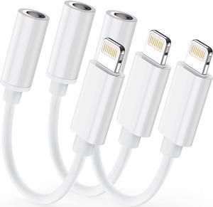 (Latest Version) iPhone Adapter3 Pack Apple Lightning to 3.5mm Jack Aux Audio Accessories Headset Splitter Adaptor Compatible for Music Compatible with iPhone 14/13/XS/7 8 Support All iOS System