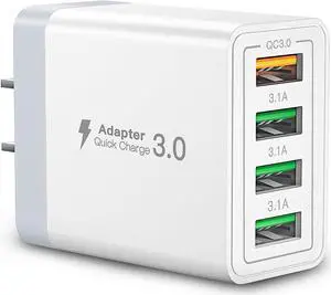 USB Wall Charger, Aioneus 40W 4-Port Fast Charger Block, Multiport USB Cube Power Adapter Wall Charger Plug Charging Block for iPhone 15 14 13 12 11 Pro Max XR Xs Max 8,Samsung,Moto,Android Phones