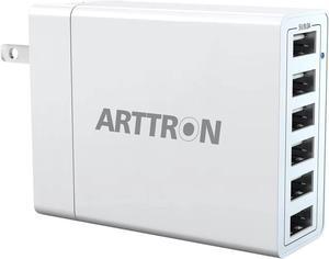 USB Wall Charger,Arttron 40W 6-Port USB Wall Charger Adapter,USB Charging Stations Lightweight Design,Foldable Wall Plug Multiport Charger for iPhone iPad Tablets Smartphones, Home Office Use