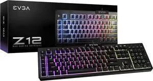 EVGA Z12 RGB Gaming Keyboard, RGB Backlit LED, 5 Programmable Macro Keys, Dedicated Media Keys, Water Resistant, 834-W0-12US-KR EVGA Z12 RGB Gaming Keyboard, RGB Backlit LED, 5 Programmable Macro Keys, Dedicated Media Keys, Water Resistant, 834-W0-12US-KR