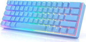 HK Gaming GK61 Mechanical Gaming Keyboard 60 Percent | 61 RGB Rainbow LED Backlit Programmable Keys | USB Wired | for Mac and Windows PC | Hotswap Gateron Optical Brown Switches | Blue