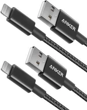 USB A to Lightning Cable(3.3FT 2Pack) MFi Certified Nylon USB to Lightning Cord for iPhone 14/13/12/11 Pro/11/XS MAX/XR/8/7/6s Plus Cable(Black)