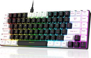 7KEYS Wired Gaming Keyboard, TKL 84 Keys (Black-white Wired)