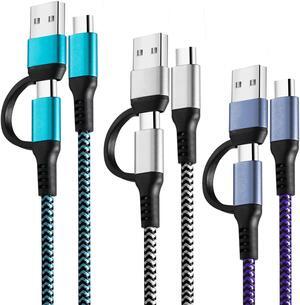 USB C to C Cable 60W 3 Pack Fast Charging Cords 6ft QC & PD 2-in-1 USB-A/C to Type C Charger Cord Compatible with  Galaxy S21 S10 S9 Note20 MacBook Pro 2020/2019