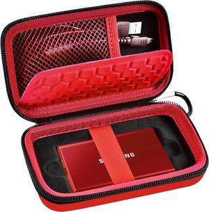 Case Compatible with Samsung T7 T7 Touch Portable SSD 1TB 2TB 500GB USB 32 External Solid State Drive Travel Carrying Storage Organizer Fits for USB Cables and More Accessories Red