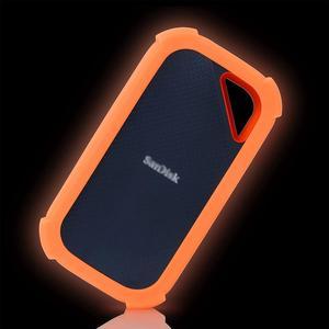 Extreme Pro Case Replacement for SanDisk Extreme PRO Portable External SSD 2 Soft Cover Silicone Portective Skin Sleeve Orange Glow in Dark  L