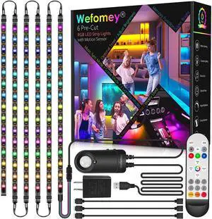RGB Under Cabinet Lights with Motion Sensor 6 Pre-Cut LED Strip Lights with Remote Control Music Sync Color Changing Closet Lights for Kitchen Counter Shelf TV Backlight Bookcase 9.8ft