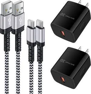 20W Single Port USB Wall Charger Plug Fast Charging Block and Cable Cord 10 ft Cell Phone Charger Type C for  Galaxy S22 Ultra S21 S20 FE 5G A12 A13 A20 A50 A11 A01 A32 A51 S10 Pixel 7 Pro 6