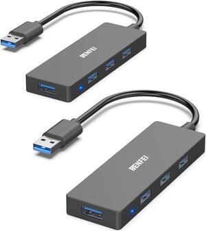 2 Pack USB 3.0 Hub 4-Port, Ultra-Slim USB 3.0 Hub Compatible for MacBook, Mac Pro, Mac Mini, iMac, Surface Pro, XPS, PC, Flash Drive, Mobile HDD