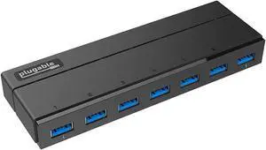 Plugable 7-Port USB 3.0 Hub with 36W Power Adapter - Driverless - Effortlessly Connect Devices and Transfer Data at High Speeds