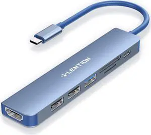 LENTION USB C Hub with 100W Charging, 4K HDMI, Dual Card Reader, USB 3.0 & 2.0 Compatible 2023-2016 MacBook Pro, New Mac Air/Surface, Chromebook, More, Stable Driver Adapter (CB-CE18,Blue)