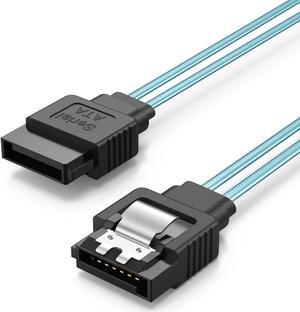 CableCreation SATA III Cable, [5-Pack] 8-Inch/0.6FT SATA III 6.0 Gbps 7pin Female to Downward Right Angle Female Data Cable with Locking Latch, Support for 2.5'' SSD,3.5''HDD Drive, Red