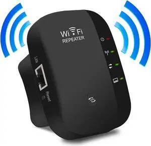 WiFi Extender, Wireless Signal Repeater Booster Up to 6000 sq.ft and 25 Devices, WiFi Range Extender, Long Range Amplifier with Ethernet Port, Access Point, 1-Tap Setup, Alexa Compatible N300 Upgraded