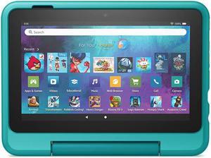 Kid-Friendly Case for Fire 7 tablet (Only compatible with 12th generation tablet 2022 release) - Hello Teal