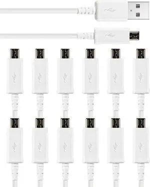 [12-Pack Micro USB Cable Multi Pack Bulk Lot - 1 M/3.3 ft Charging Data Sync Fast Micro USB to USB A Cord for  Galaxy S7 S6 Edge J7 S5 Note 5 4 LG 4 K40 K20 Kindle PS4 Xbox Tablet