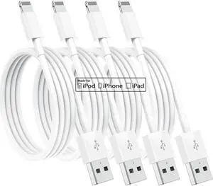 4 Pack [Apple MFi Certified] Apple Charging Cables 6ft iPhone Chargers Lightning Cable 6 Foot Fast iPhone Charging Cord for iPhone 12/11/11Pro/11Max/ X/XS/XR/XS Max/8/7 ipad(White)