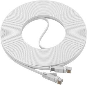 Ultra Clarity Cables Cat 6 Ethernet Cable, Flat 50 Feet LAN, UTP Cat 6, RJ45, Network Cord, Patch, Internet Cable - 50 ft - White