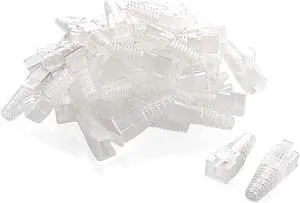 CableCreation RJ45 Ethernet Network Cable Strain Relief Boot 50-Pack Fits Cat5, Cat5e, Cat6, Cat6a, Color Coded Connector Plug Cover for Various Diameter LAN Cable, Transparent