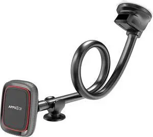 APPS2Car Magnetic Car Phone Holder Mount [Flexible Long Arm] Anti-Shake Windshield Phone Mount [6 Strong Magnets] Cell Phone Holder for Car [Case Friendly] Compatible with iPhone Smartphones Tablets